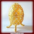Large 24K Gold Faberge style Egg Box Swarovski Crystals with Big Jewelry Ring Insert or a Pill Box