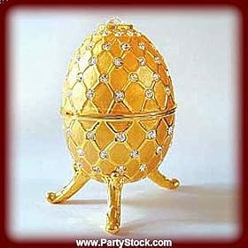 Large 24K Gold Faberge style Egg Box Swarovski Crystals with Big Jewelry Ring Insert or a Pill Box