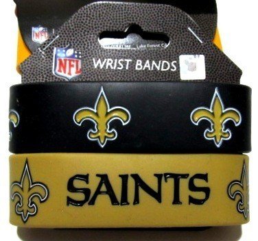 NFL New Orleans Saints Football Silicone Rubber Wrist Bands Bracelets Set of 2