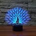LED Night Light,WONFAST 3D Visualization Amazing Optical Illusion 7 Color Changing Touch Button USB Powered Home Decor Lamp Desk Lamp Gift for Kids Christmas (Peacock)