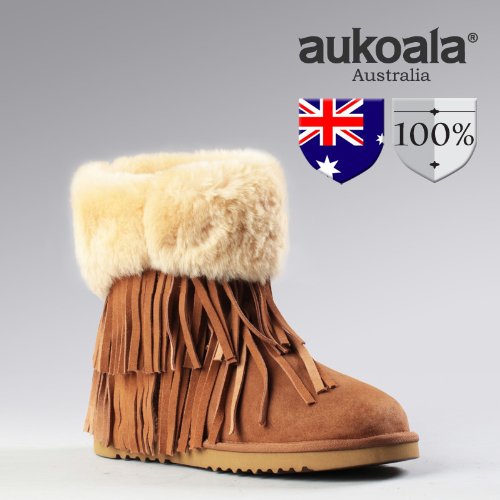 Aukoala Snow Boots Australia Sheepskin Warm Meri For Womens_Chestnut_Us Size 5 On Sale