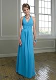 Blue Chiffon Dress with Halter Neck
