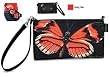 Wristlet Red Orange Butterfly