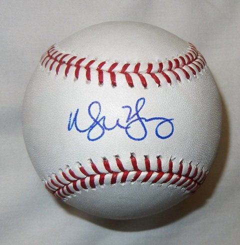 Michael Young Autographed Official Major League Baseball W/PROOF, Picture of Michael Signing For Us, Texas Rangers, 2011 World Series