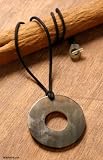 Bull horn necklace, 'Compact Disc' 0.1 W 19.7 L