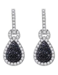 1.8 cttw 10k White Gold Long Drop Earrings Black Diamond Long Drop Earrings (Real Diamonds: 1.8 cttw)