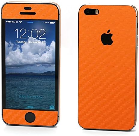 DiaMini iPhone 5 /5G Full Body Carbon Fibre Wrap Decal Skin Sticker Protector (for Iphone 5/5G Orange)