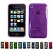 PURPLE Apple iPhone 3G 3Gs 8GB 16GB 32GB FLORAL Transparent Jelly Silicone Skin Case Cover + Free Screen Protector (Many Colors Available)