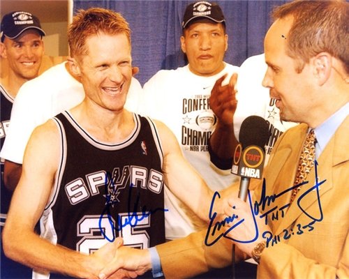 Steve Kerr & Earnie Johnson Autographed/Hand Signed 8x10 Photo