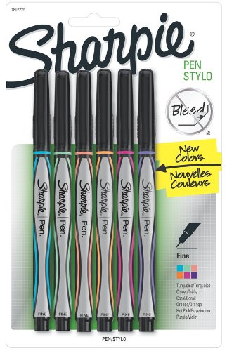 Sharpie Pen Stick Fine Point Pens, 6 Colored 