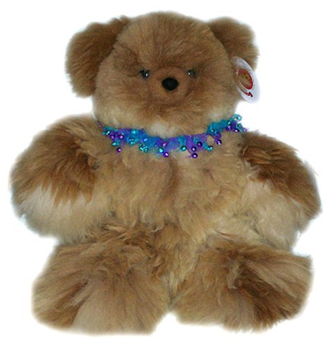517k8xp7B L Alpaca Bear. Genuine Dark Colored Alpaca Teddy Bear With Blue Bells Collar. 18 Inches high.