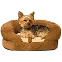 K&H Ortho Bolster Sleeper Pet Bed, Small 20-Inch Round, Brown Velvet