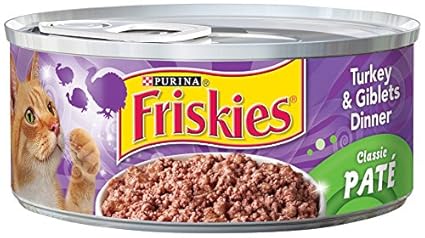 Friskies Wet Cat Food Classic Pate Turkey  Giblets Dinner 55-Ounce Can Pack of 24