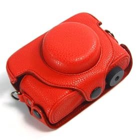 Red Leather Camera Case for Panasonic LUMIX DMC-LX1 LX2 LX3 LX4 LX5 (1654-5) by ZuGadgets Digital Camera