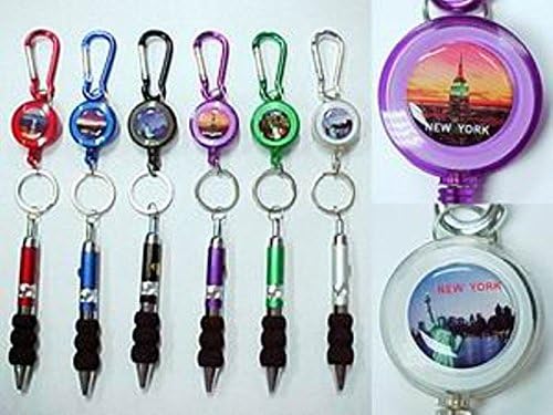Retractable New York Pen With Carabiner &amp; Key Chain (one piece)