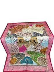 Pink Throw Antique Wall Decor Vintage Sari Tapestry Hanging FINAL SALE