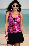 Beach Belle Flower Burst V-Insert Skirtini Swimsuit - Women's Swimsuit Plus Size Swimsuit