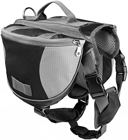 Kommii Pet Dog Backpack Carrier Adjustable Saddlebags Harness Portable For Travel Outdoor Activity (M, Black)