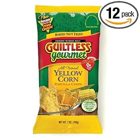 Guiltless Gourmet Yellow Corn Organic Baked Tortilla Chips, 7-Ounce Bags (Pack of 12)