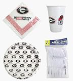 Georgia Bulldogs 96 Piece Party Pack / Plastic Dinnerware Set