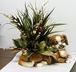 Darius the Dog Cast Iron Planter with Faux Arrangement