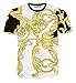 FaPlus Men's Casual Golden Flower 3D Print Fashion T-Shirts