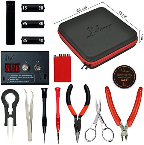Vape DIY 6-in-1 Coil Jig Tool Kit Coil Jig V3+ohm Meter +Diagonal Pliers +Scissors +Screwdriver +Ceramic/elbow Tweezer +Resistance Wire +Case