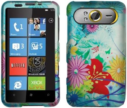 Blue Red Yellow Pink Garden Flower Rubberized Snap on Design Case Hard Case Skin Cover Faceplate for Htc Hd7