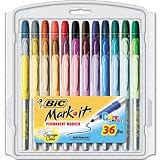 BIC Mark-It Color Collection Permanent Marker, Fine Point, Assorted Colors, 36 Markers