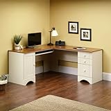 Sauder Harbor View Corner Computer Desk, Antiqued White