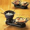 Fondue Grill Vario, cast iron, base, 2 burners, pot, 1.3 l, &Oslash; 17 cm, 2 grill plates &Oslash; 20 cm, 6 forks