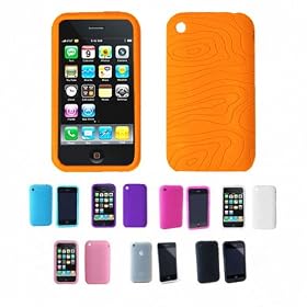 Apple iPhone 3G 3Gs 8GB 16GB 32GB Textured Silicone Skin Case Cover + Free Screen Protector (Many... by