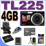 Samsung TL225 DualView 12MP Digital Camera w/4.6x Wide Angle Optical Zoom (Purple) BigVALUEInc Accessory Saver 4GB Battery Bundle