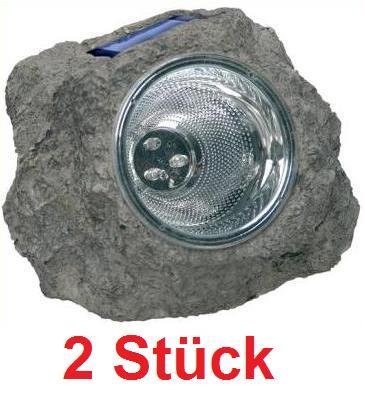 2 x Stück Solarleuchte Garten Stein mit 3 LED
