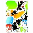 Easy Instant Home Decor Wall Sticker Decal - Splattered Kitten Paint