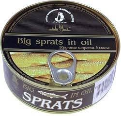 "SPRATS" (In Oil) "LATVIA", Smoked Big Sprats in Oil Packaged in Easy Open Metal Can, 240g. "Brivais Vilnis"