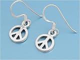 Italian Plain Peace Sign Earrings, Size: 9mm
