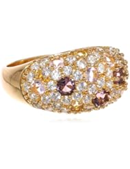 Gold Plated Purple, Pink and Yellow Glass Vintage Ring
