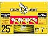 Yellow Jacket 2830 12/3 Heavy-Duty 15-Amp SJTW Contractor Extension Cord with Lighted Power Block, 25-Feet