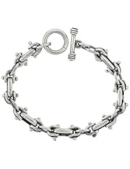 Sterling Silver Horseshoe Link Bracelet Toggle Clasp Handmade 1/2 inch wide, sizes 8, 8.5 & 9 inch