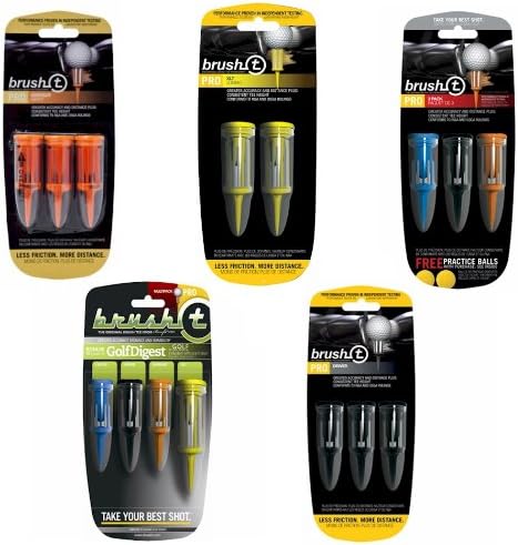 Brush-T BT PRO SERIES BRUSH GOLF TEES w/ Bonus Stinger Divot Tee (5 Styles Available) (Oversize Pack (2.4"))