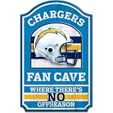 NFL San Diego Chargers 11-by-17 inch Fan Cave No Offseason Wood Sign