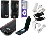 3n1 Combo - Special Flip Leather Case with Swivel Belt Clip for Apple iPod Nano Nano-Chromatic 4th Generation 8gb 16gb + Bonus Young Micro Shoe Silicone Pouch for Nike+ Sensor (Nano Chromatic Not Included)
