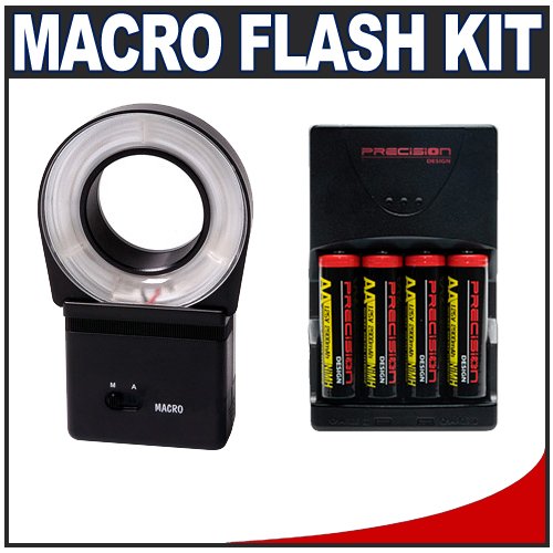Cobra Macro Close-up Ring Light Flash + Batteries & Charger for Canon Canon EOS 7D, 5D, 60D, 50D, Rebel T3, T3i, T2i, T1i, XS Digital SLR Cameras