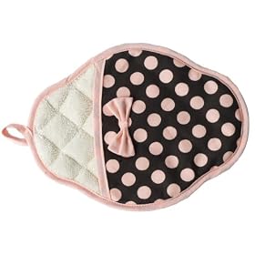 Jessie Steele Polka Dot Scalloped Pott Mitt, Brown and Pink by Jessie Steele