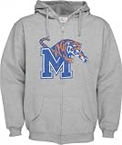 Memphis Tigers Grey Distressed Mascot Full Zip Hooded Sweatshirt