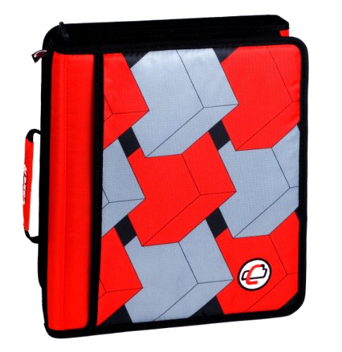 Case-It Z-Binder Two-in-One 1.5-Inch D-Ring Zipper Binder, Red Print (Z-175-RED-P)