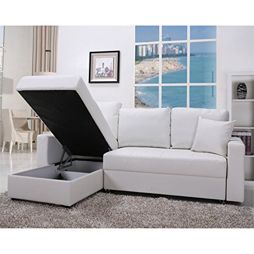 Gold Sparrow Aspen Convertible Sectional Storage Sofa Bed, White