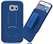 Galaxy S6 Case: Stalion® Secure Shell & Belt Clip Holster Combo with Kickstand (Cyan Blue) 180° Degree Rotating Locking Swivel + TPU Shockproof Protection