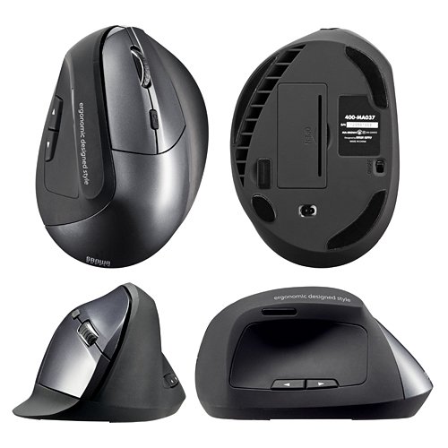 Sanwa wireless mouse ergonomic tendonitis prevention laser button 5 400